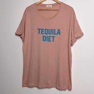 Tequila Diet Peachy Pink Relaxed Fit Short Sleeve Slub Knit Tee Vacation Fun